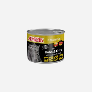 Sparpaket 6 x 200 g Amora Cat Fleisch pur mit Huhn und Ente